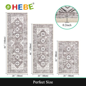 HEBE RUGS boho kitchen runner close-up highlights non-slip backing for safer daily use