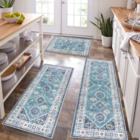 HEBE RUGS boho kitchen rug set, three pieces for versatile arrangement
