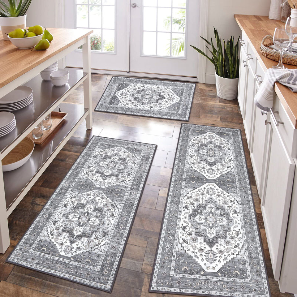 HEBE RUGS boho kitchen rug sets 3-piece with runner for flexible floor decoration