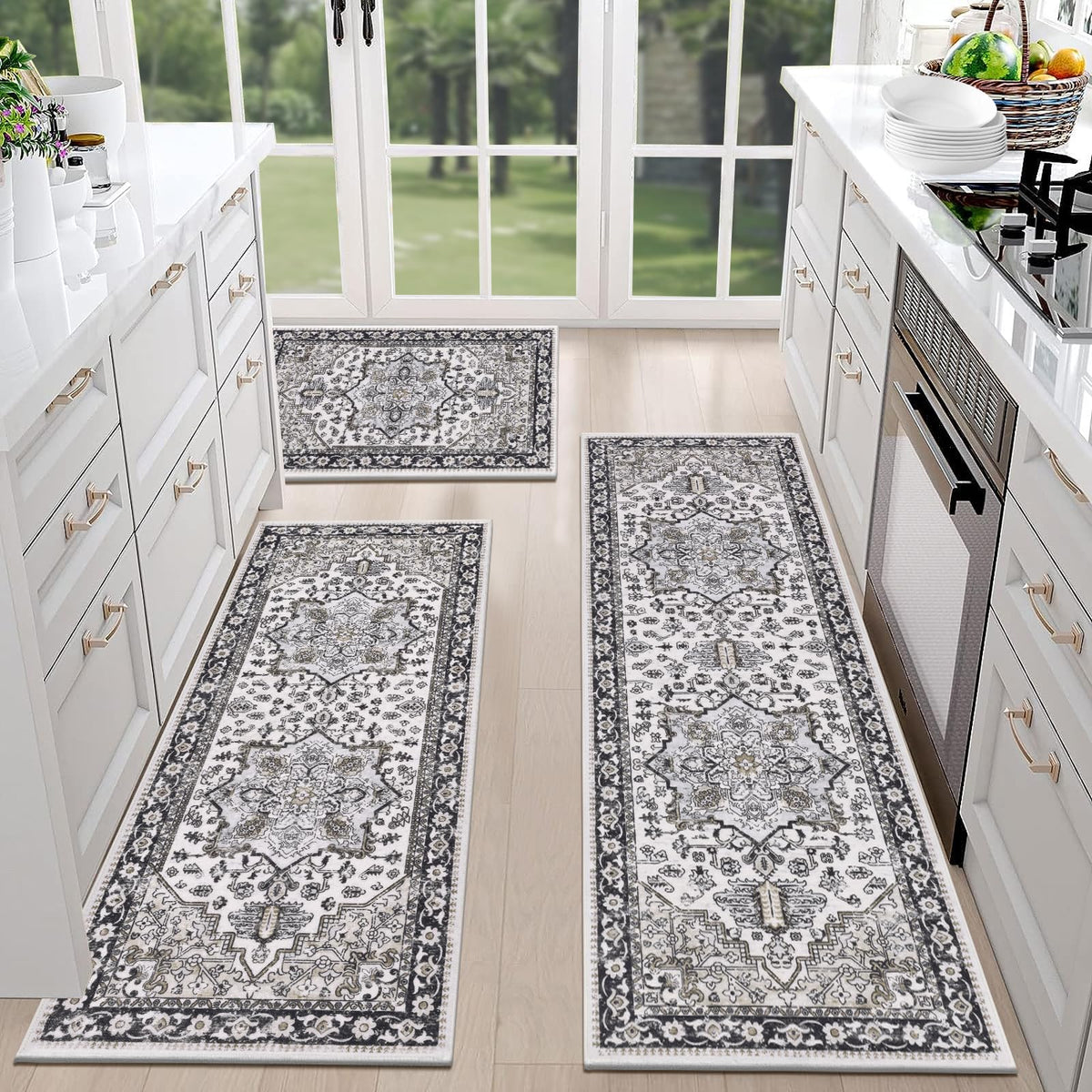 HEBE RUGS distressed hallway runner adds vintage charm while protecting floors.