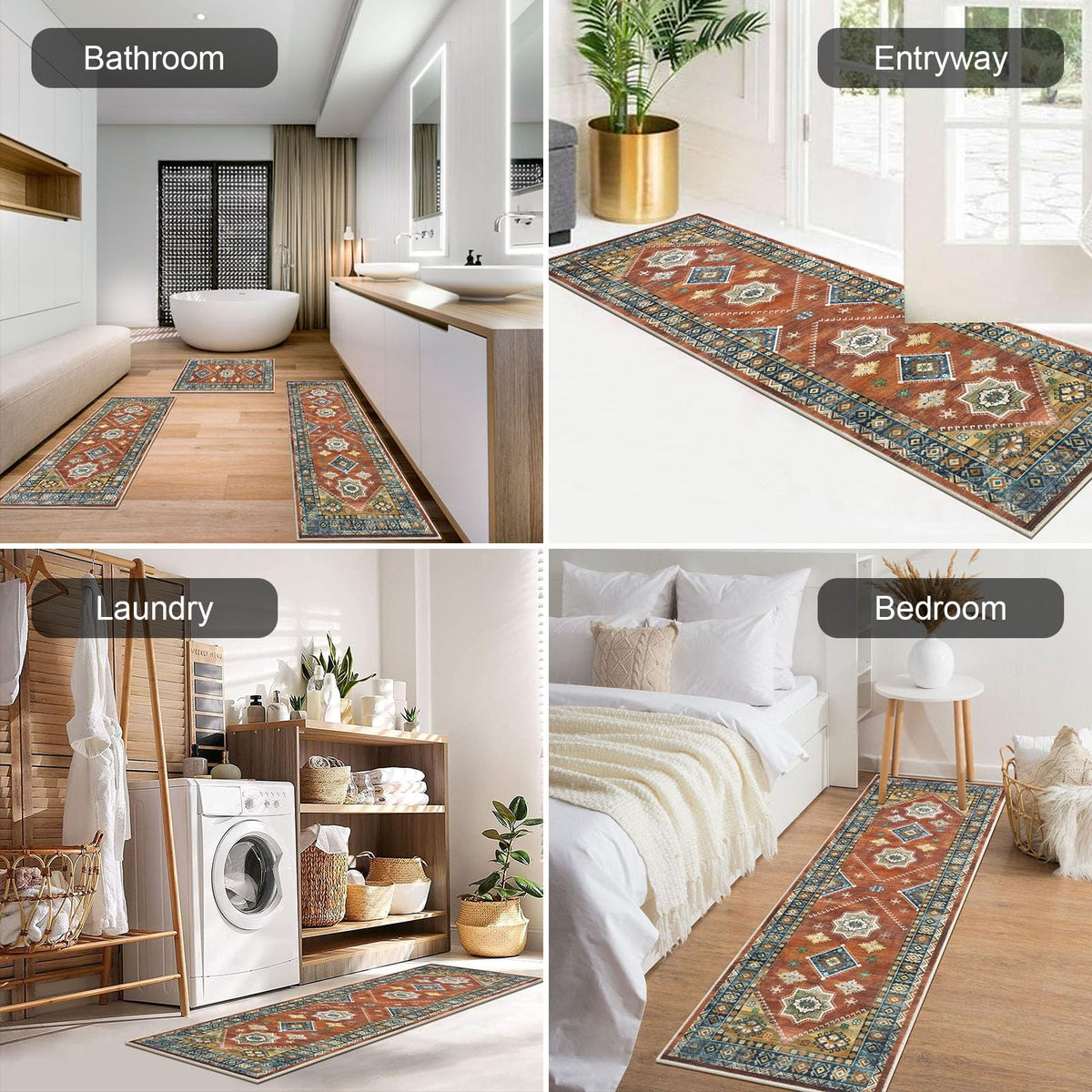 HEBE RUGS distressed vintage kitchen rug adds timeless charm
