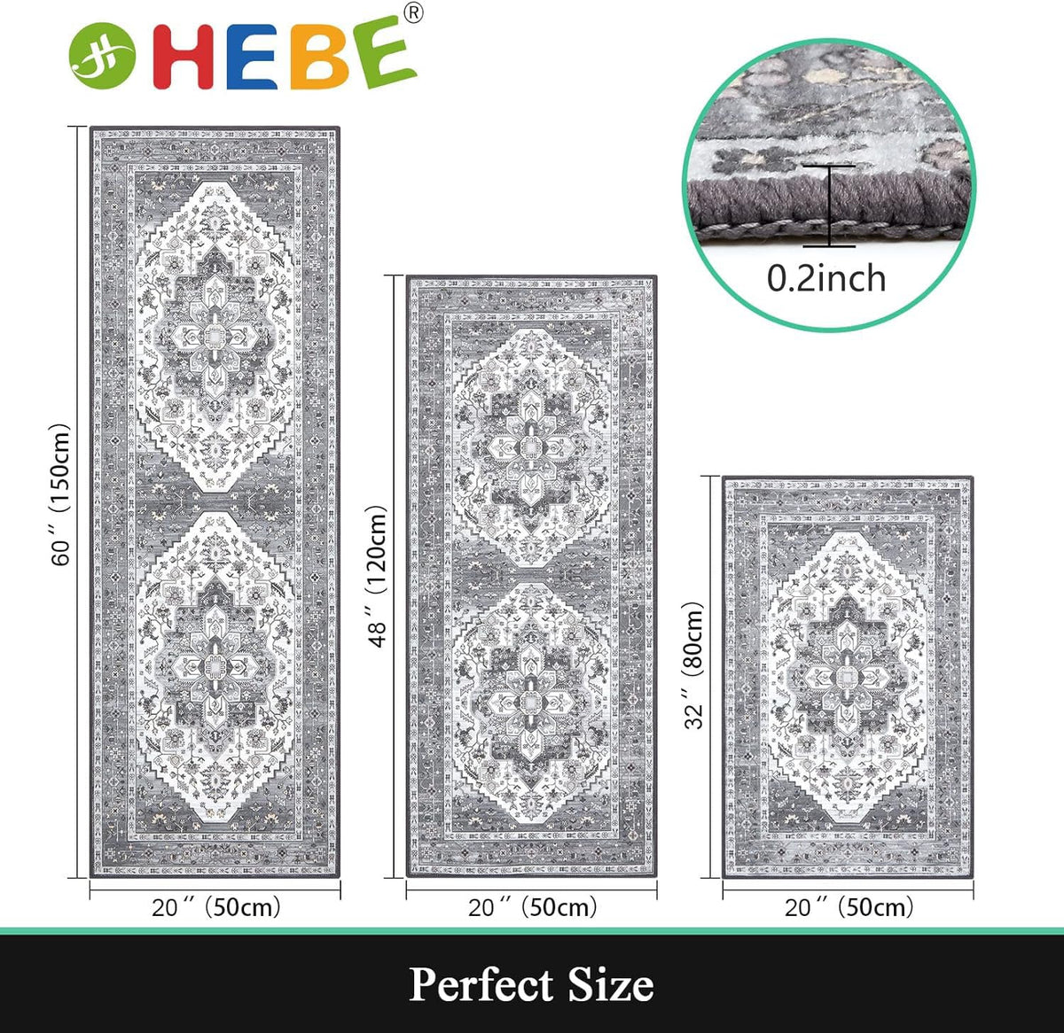 HEBE RUGS durable polypropylene kitchen mats resist fading and shrinking for long-lasting use