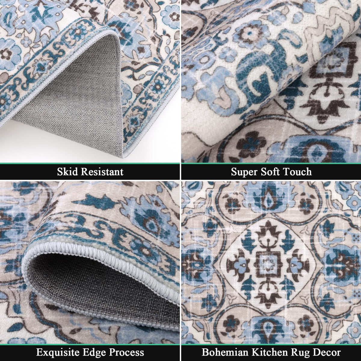 HEBE RUGS durable polypropylene kitchen mat withstands heavy foot traffic