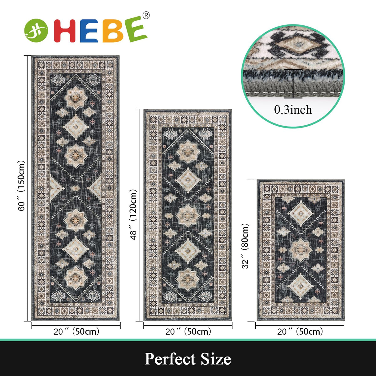HEBE RUGS durable polypropylene kitchen mats provide lasting practicality under busy use