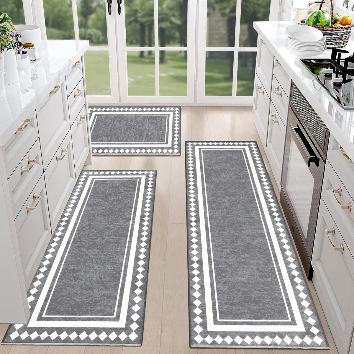 HEBE RUGS 3-piece farmhouse kitchen rug set enhances warmth and style.