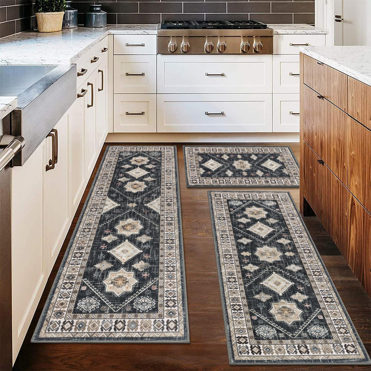 HEBE RUGS indoor doormat look with kitchen-ready rug set protects floors