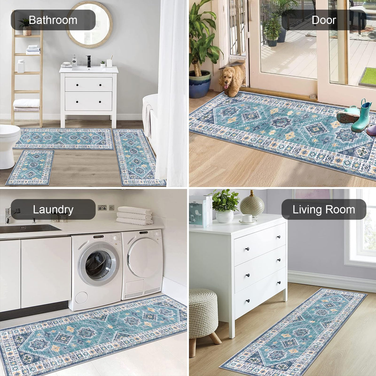 HEBE RUGS textured kitchen floor mat close-up for cozy feel