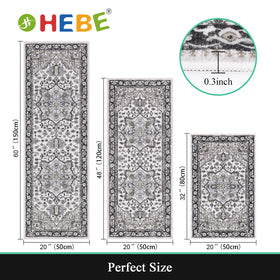 HEBE RUGS kitchen runner set highlights durable polypropylene for long-lasting use.