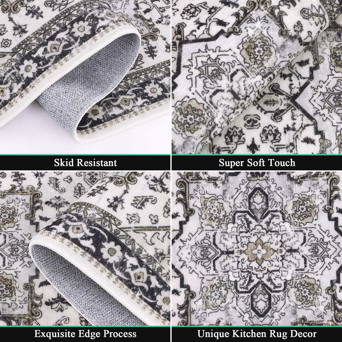 HEBE RUGS machine-washable kitchen rug for easy refreshes after cooking.