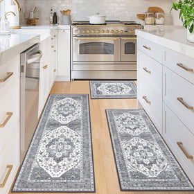 HEBE RUGS non-slip back kitchen rug set helps keep floors safe in high-traffic areas