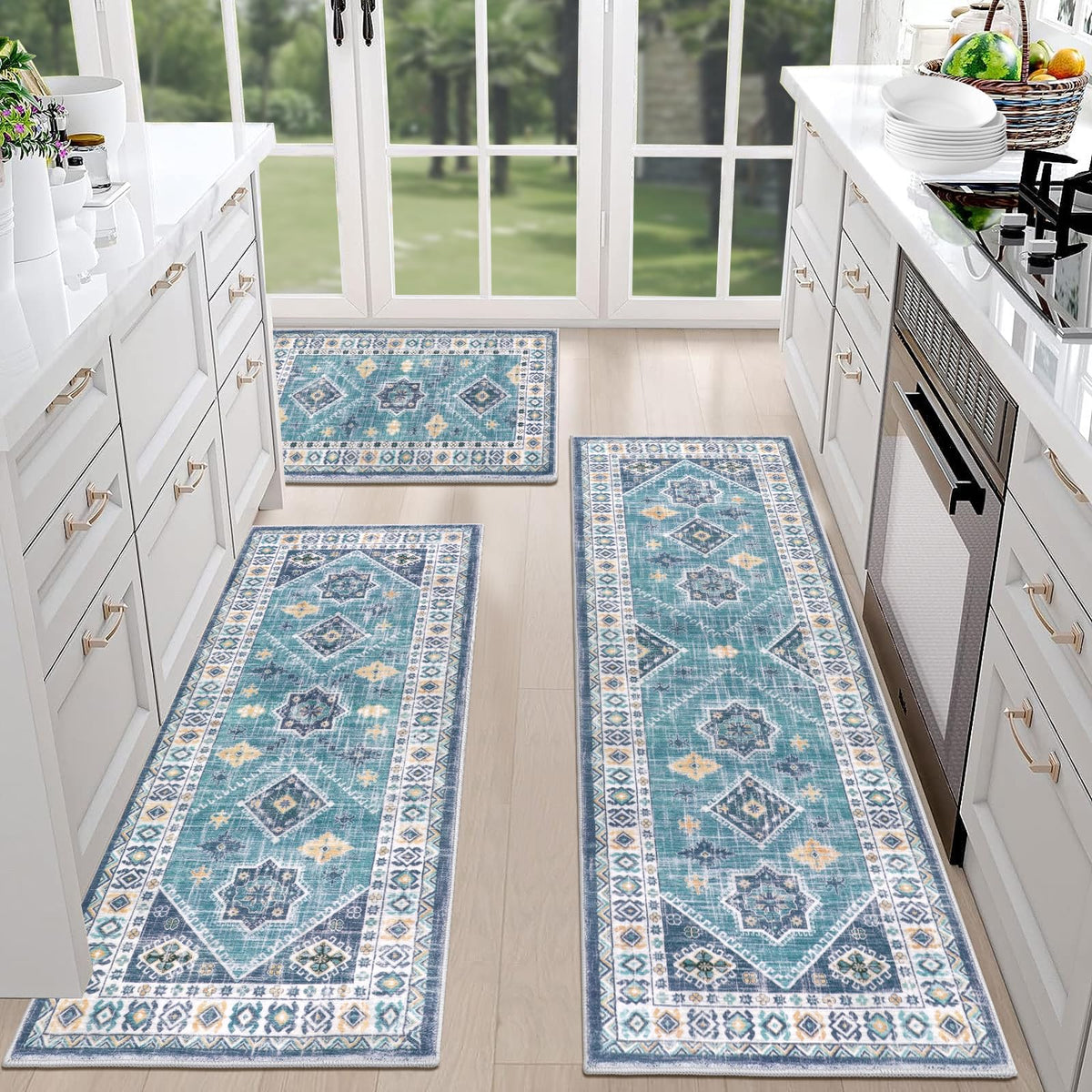 HEBE RUGS non-slip kitchen rug with runner backing prevents slips