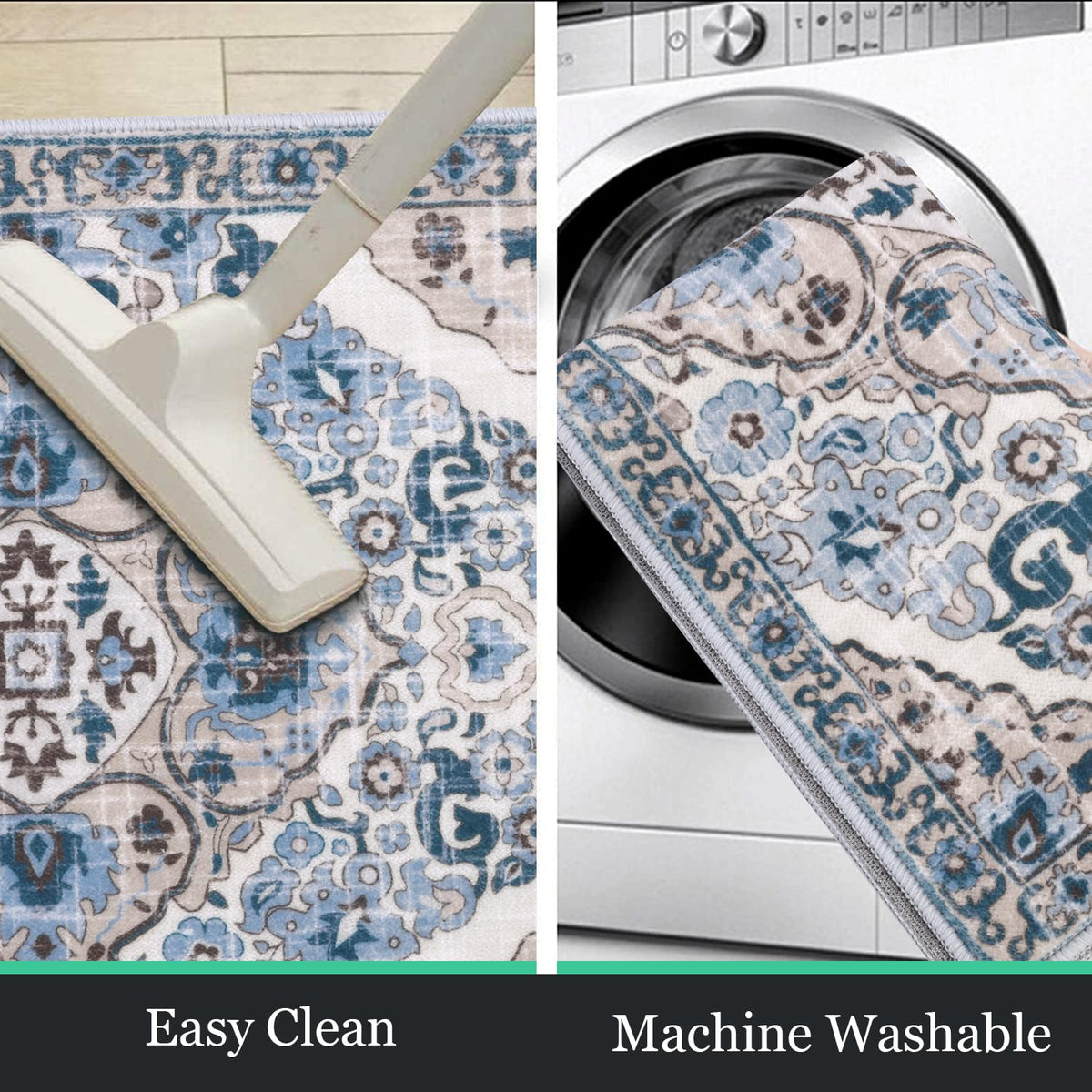 HEBE RUGS with TPR and cotton backing prevents slipping on tile