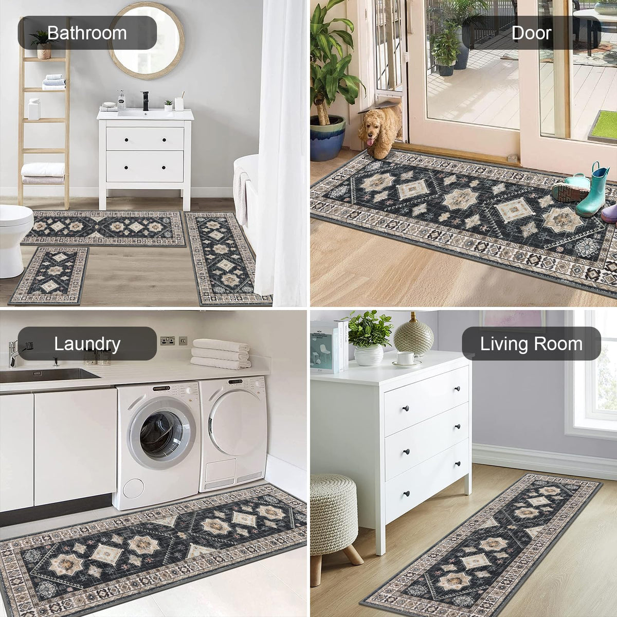 HEBE RUGS vintage distressed kitchen rug runner blends retro charm with practicality