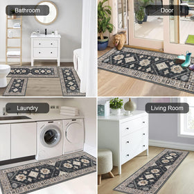 HEBE RUGS vintage distressed kitchen rug runner blends retro charm with practicality