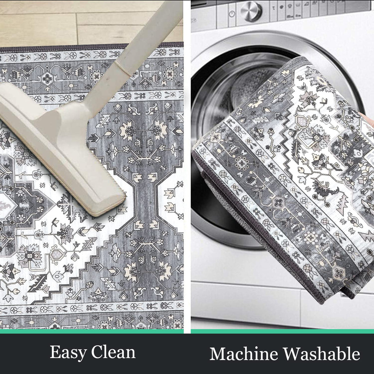 HEBE RUGS washable kitchen rug runner set easy to clean with vacuum or machine wash