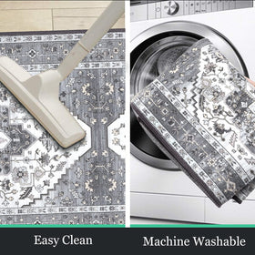 HEBE RUGS washable kitchen rug runner set easy to clean with vacuum or machine wash