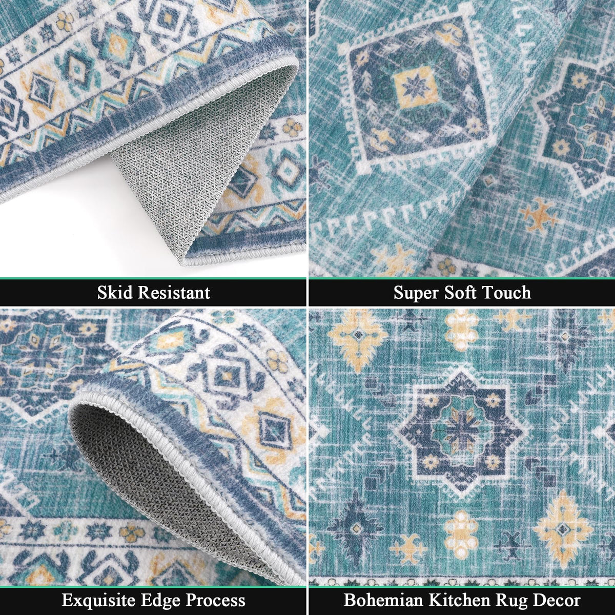 HEBE RUGS washable kitchen rug runner set for easy maintenance