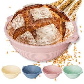 HEBEICRMY 4-pack silicone banneton with reinforced rim for stable dough rise.