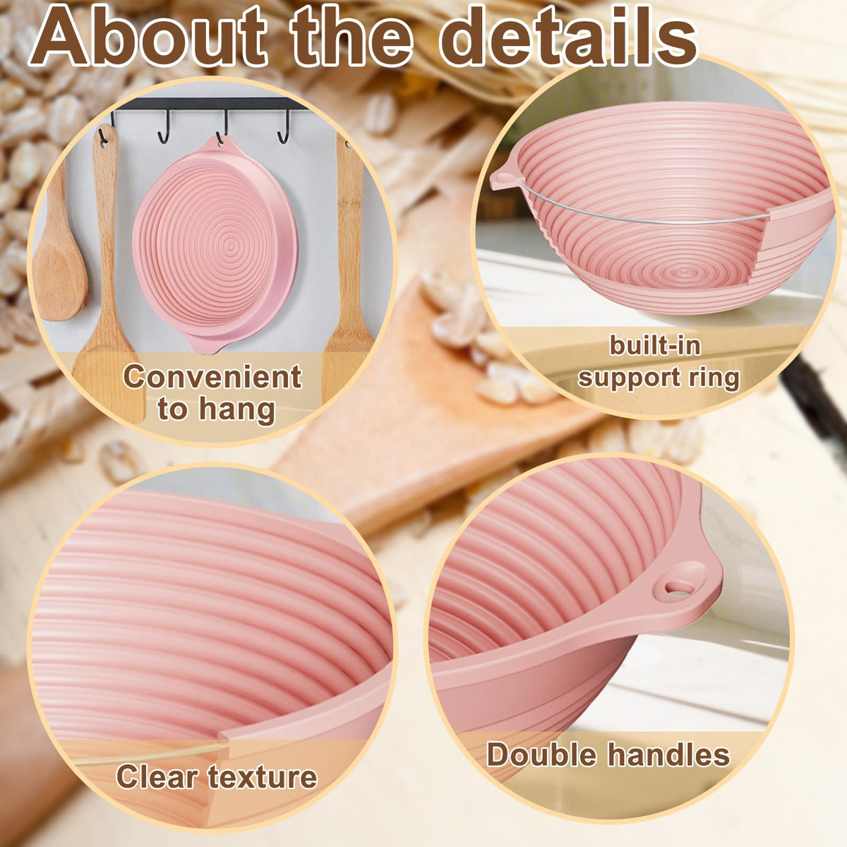 HEBEICRMY BPA-free silicone proofing basket, oven-safe and versatile.