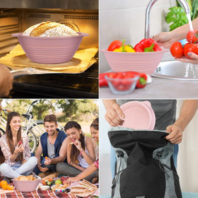 HEBEICRMY Dishwasher-safe silicone proofing baskets for easy cleaning.