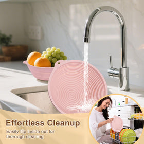HEBEICRMY Dual handles provide secure, non-slip transfer from counter to oven.