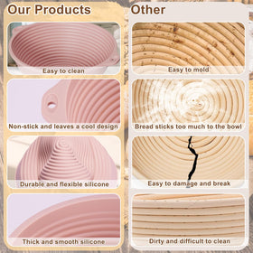 HEBEICRMY Moisture-retaining silicone basket supports larger loaves during proofing.