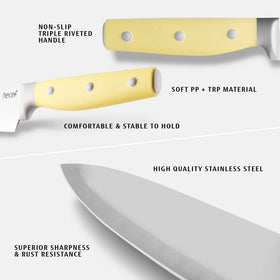 High-carbon stainless steel blades offer durability for precise slicing