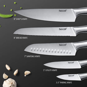 hecef knives stored securely in a sleek protective sheath set