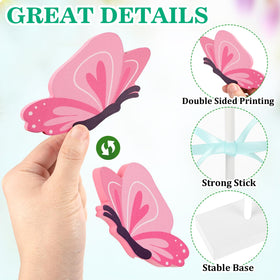 Hedeey wooden butterfly decor 11-2-in creates height for centerpieces.