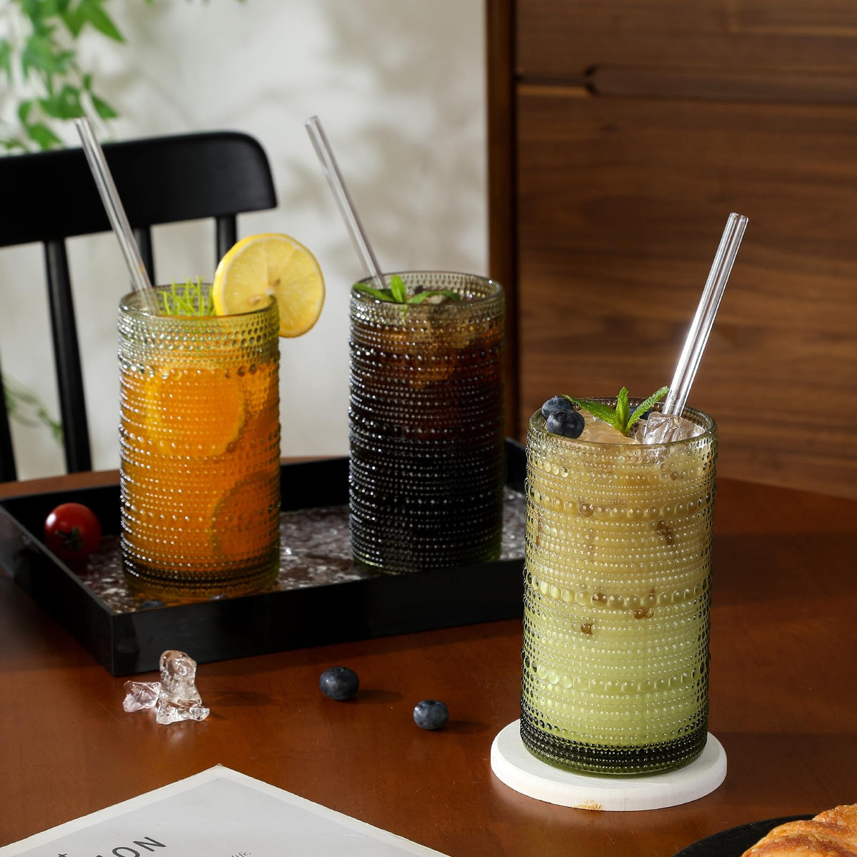 HEFBCOMK serving setup with tumblers elevates table presentation for gatherings