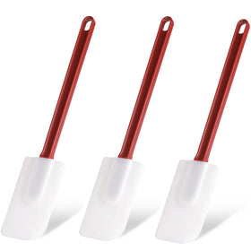 Heffiso 3pc spatula set with bowl-scraper head for thorough batter removal in mixing bowls.