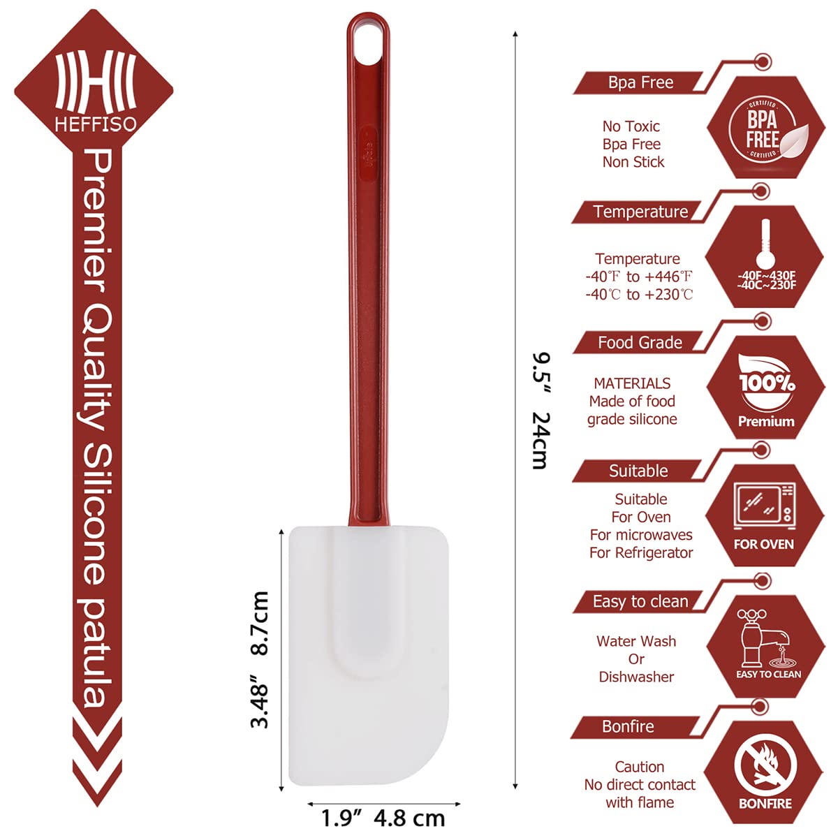 Heffiso professional-grade spatulas withstand daily use in busy commercial kitchens.