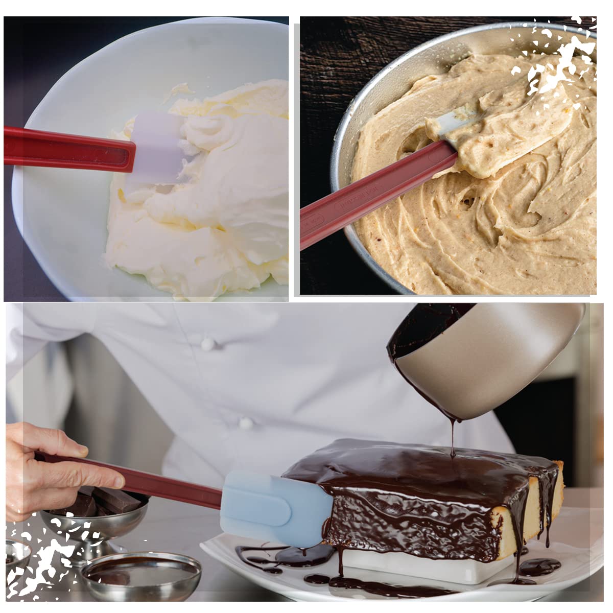 Heffiso 9-5 inch spatulas resist heat up to 500°F for hot batter stirring.