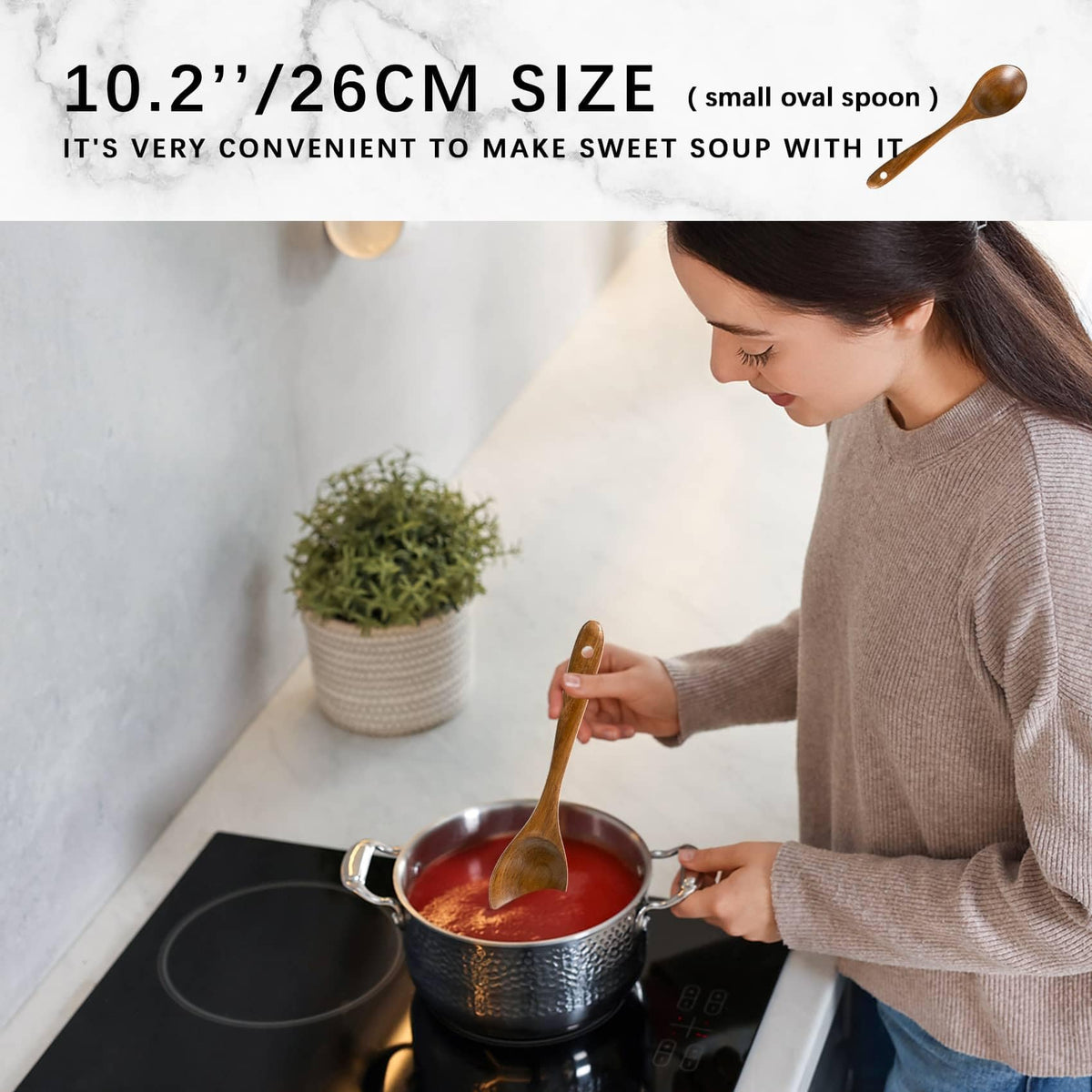 Hefild wooden spoon designed for nonstick cookware protection