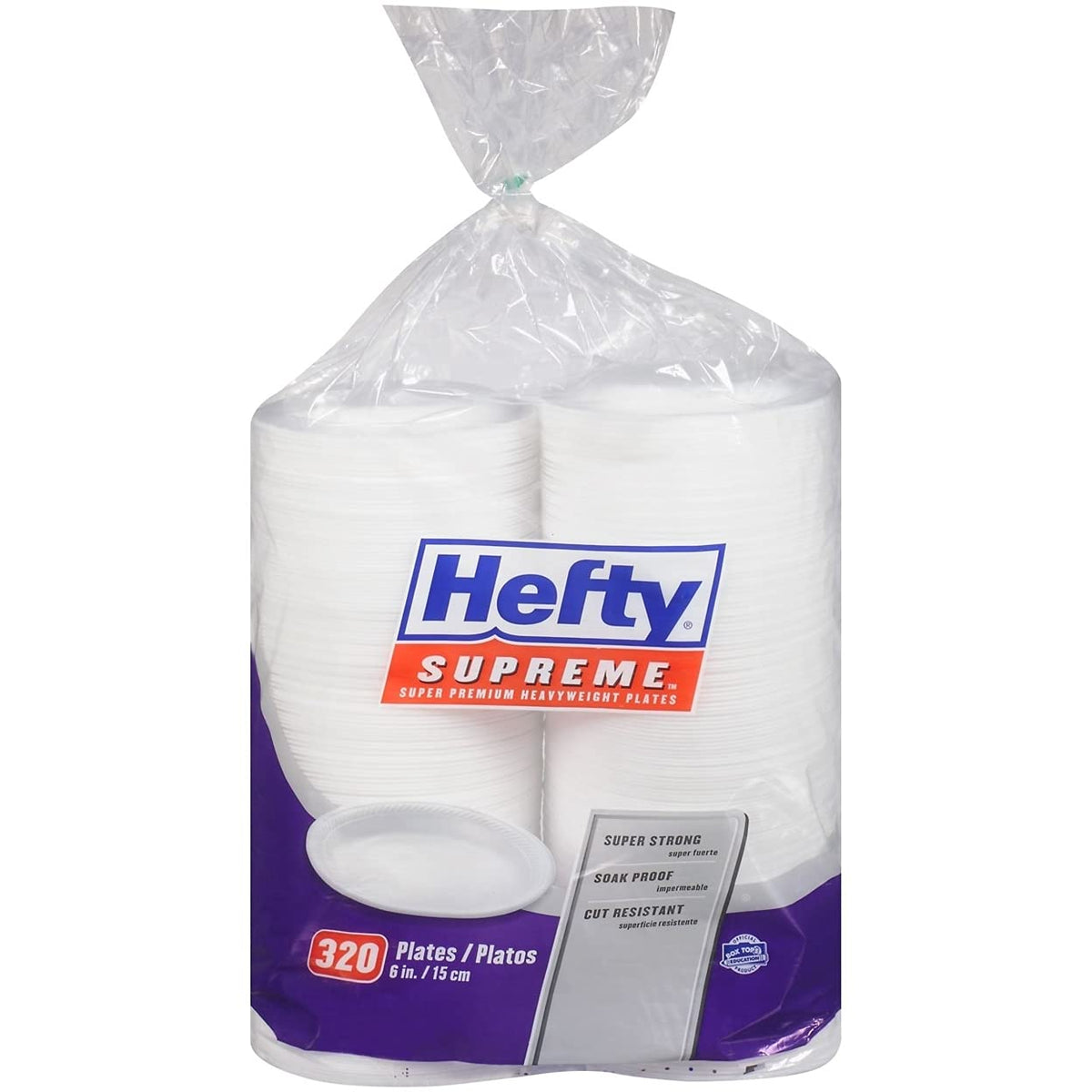 Hefty foam plates 6-inch, soak-proof and cut-resistant for everyday meals.