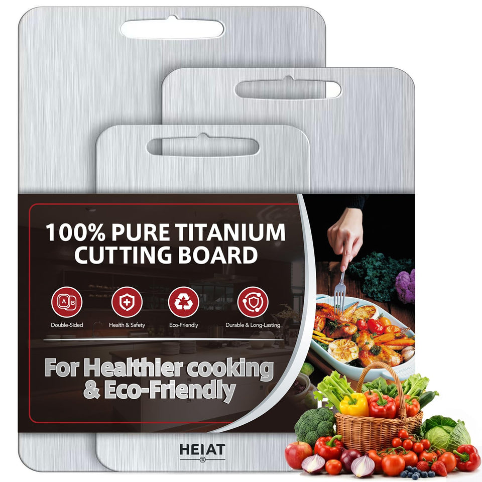 HEIAT titanium cutting board set of three in 16x10 for versatile prep