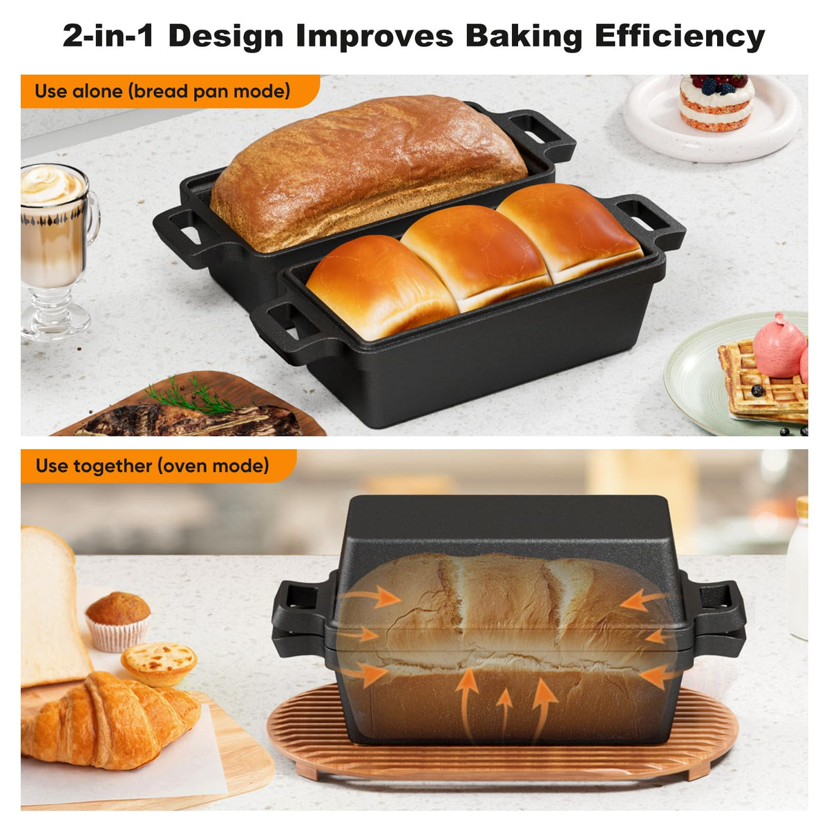 Heimekite loaf pan stackable design saves kitchen space and storage