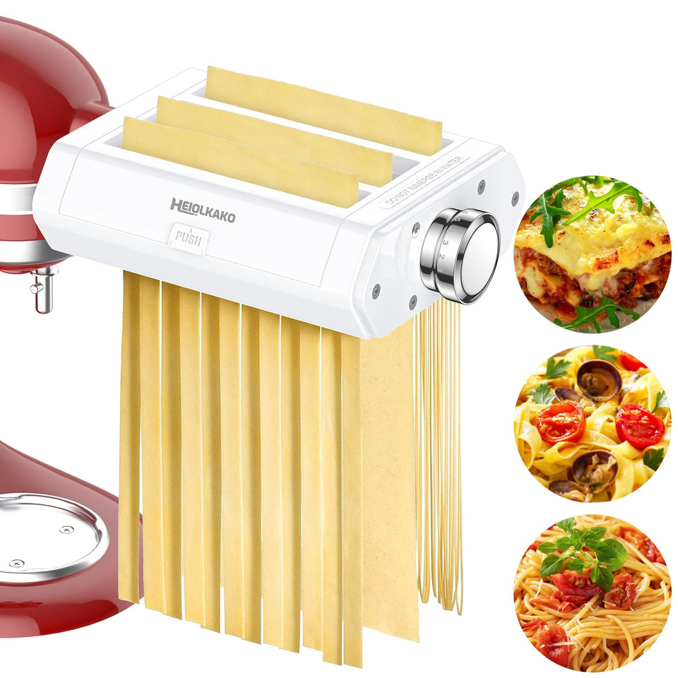 Heiolkako pasta attachment roller for KitchenAid creates smooth sheets for lasagna or wide noodles.