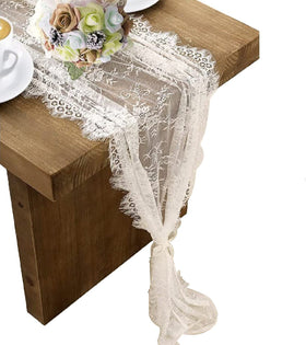 HEIPINIUYE white lace table runner laid flat for elegant wedding decor