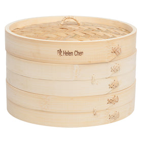 Helen's Asian Kitchen bamboo steamer with lid for 2-tier setup heats evenly