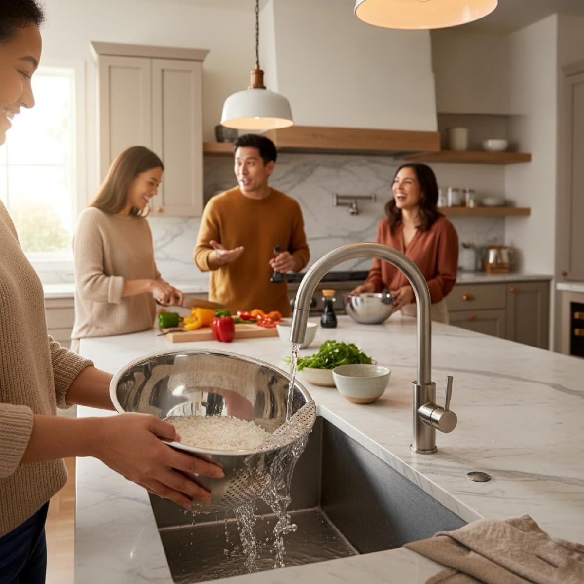 Helen's Asian Kitchen 3-quart capacity bowl ideal for rinsing rice and quinoa.