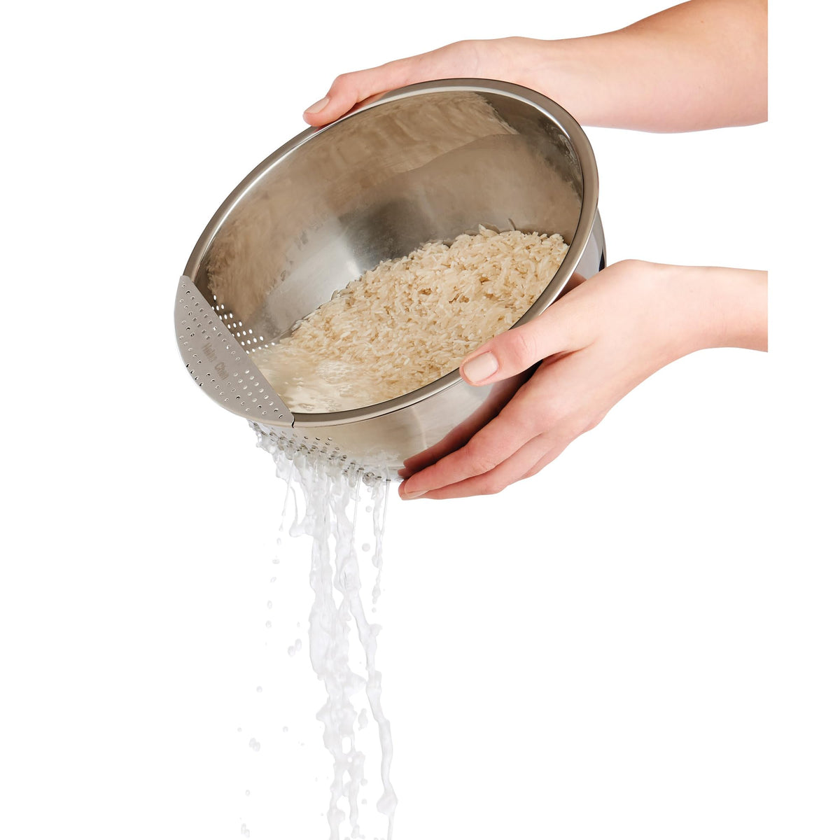 Helen's Asian Kitchen bowl with flat base stays steady during washing and soaking.