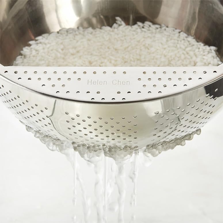 Helen's Asian Kitchen bowl with angled side drain designed for secure water release.