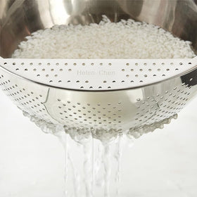 Helen's Asian Kitchen bowl with angled side drain designed for secure water release.