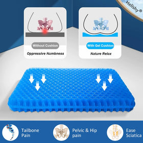 Helishy Egg Gel Seat Cushion side profile showing 1.65-inch thickness for support.