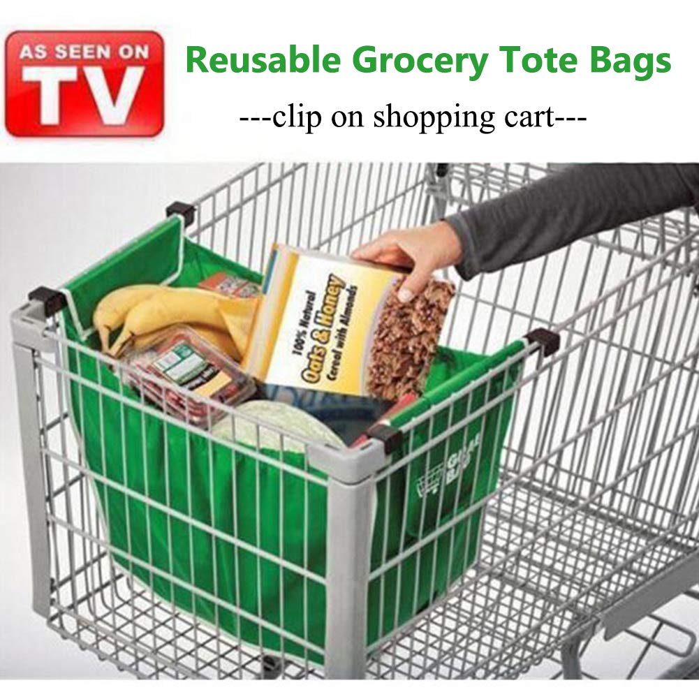 Helishy clip-on shopping cart bag keeps groceries secure during transport.