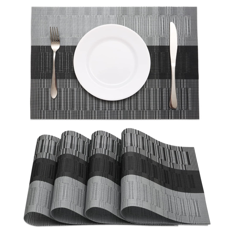 HeloHo black placemats set of four with a sleek woven look for dining decor