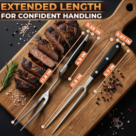 HELVETIOS straight two-prong fork with heat-resistant handle for steady grilling.