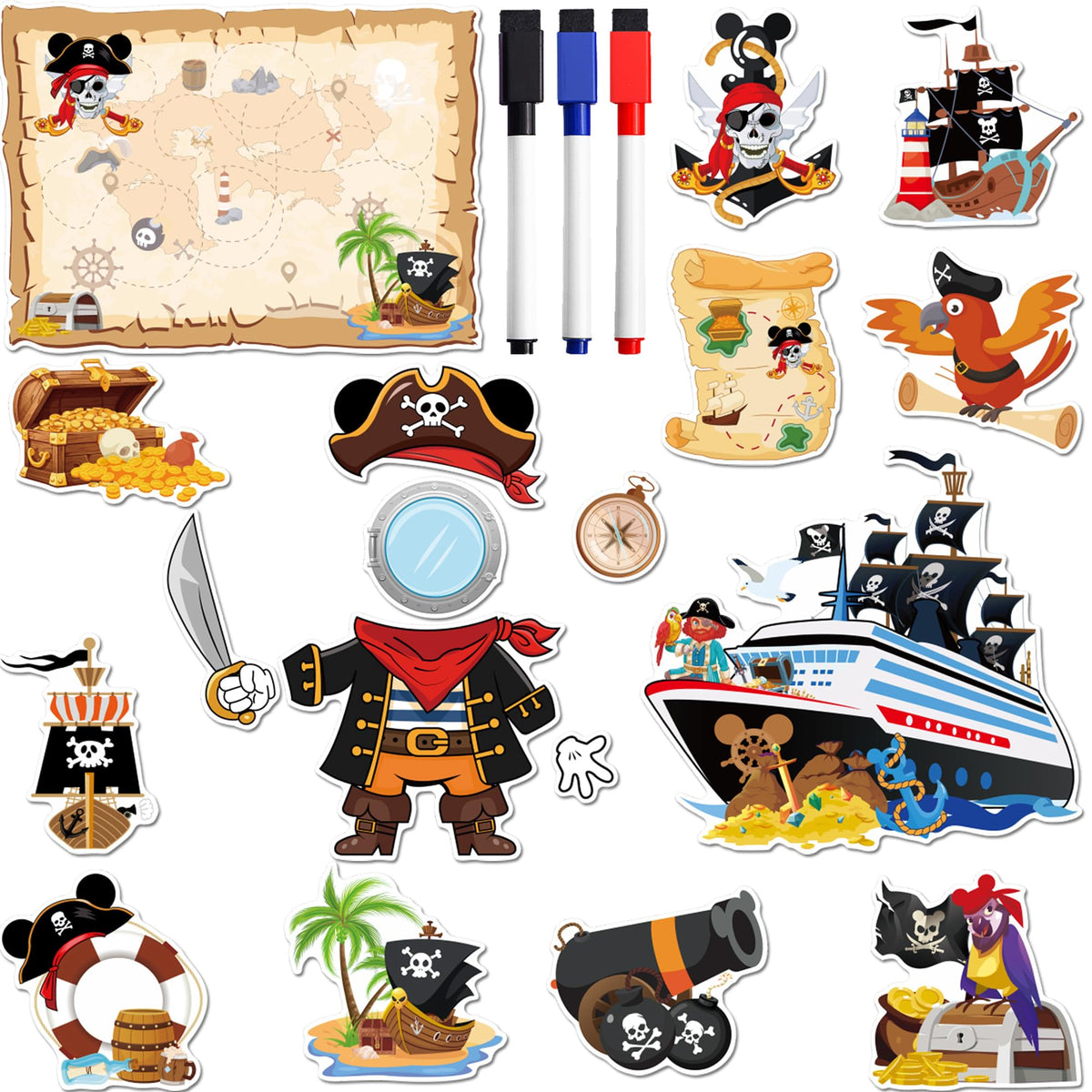 HemerVows pirate ship magnets brighten cruise doors for easy recognition.