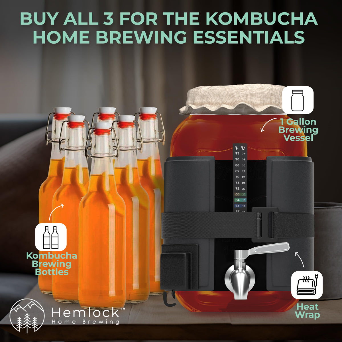 Compact Hemlock wrap snugly fits a one-gallon jar for even heating
